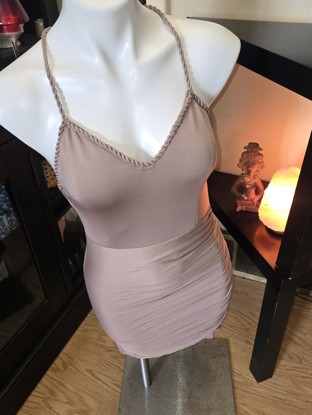 Women's Mauve Rope-Trim Slip Dress
